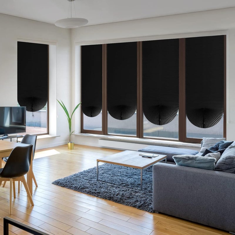 Jlong Cordless Blackout Pleated Fabric Shade Window Shades Blinds Darkening Temporary Light Filtering Pleated Paper Shade Easy to Install and Cut for Home Bedroom Office Windows HxW (71" x 35") - Image 2